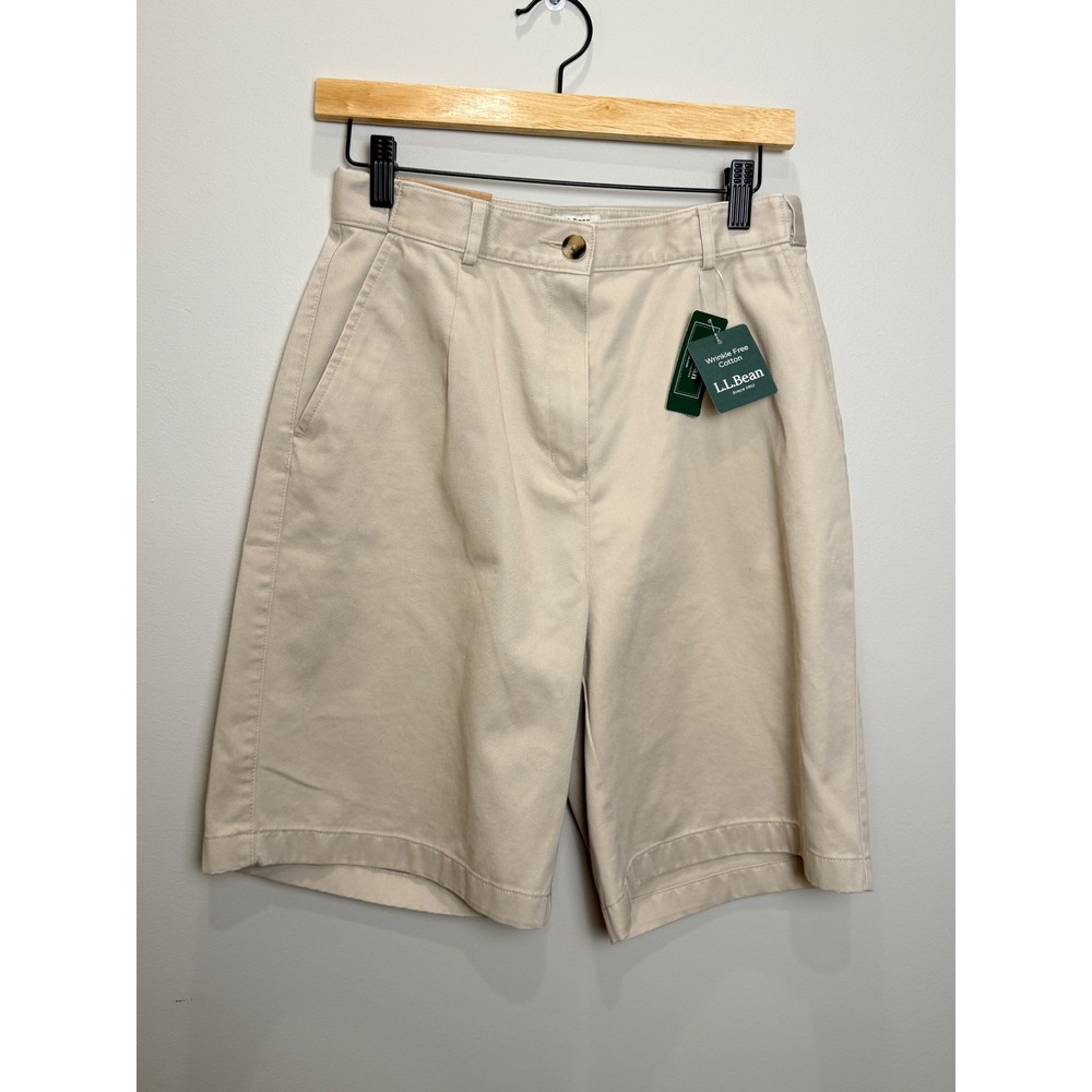 NWT LL Bean Boys 10 Khaki Pleated Shorts Original Fit 100% Cotton Wrinkle Free‎